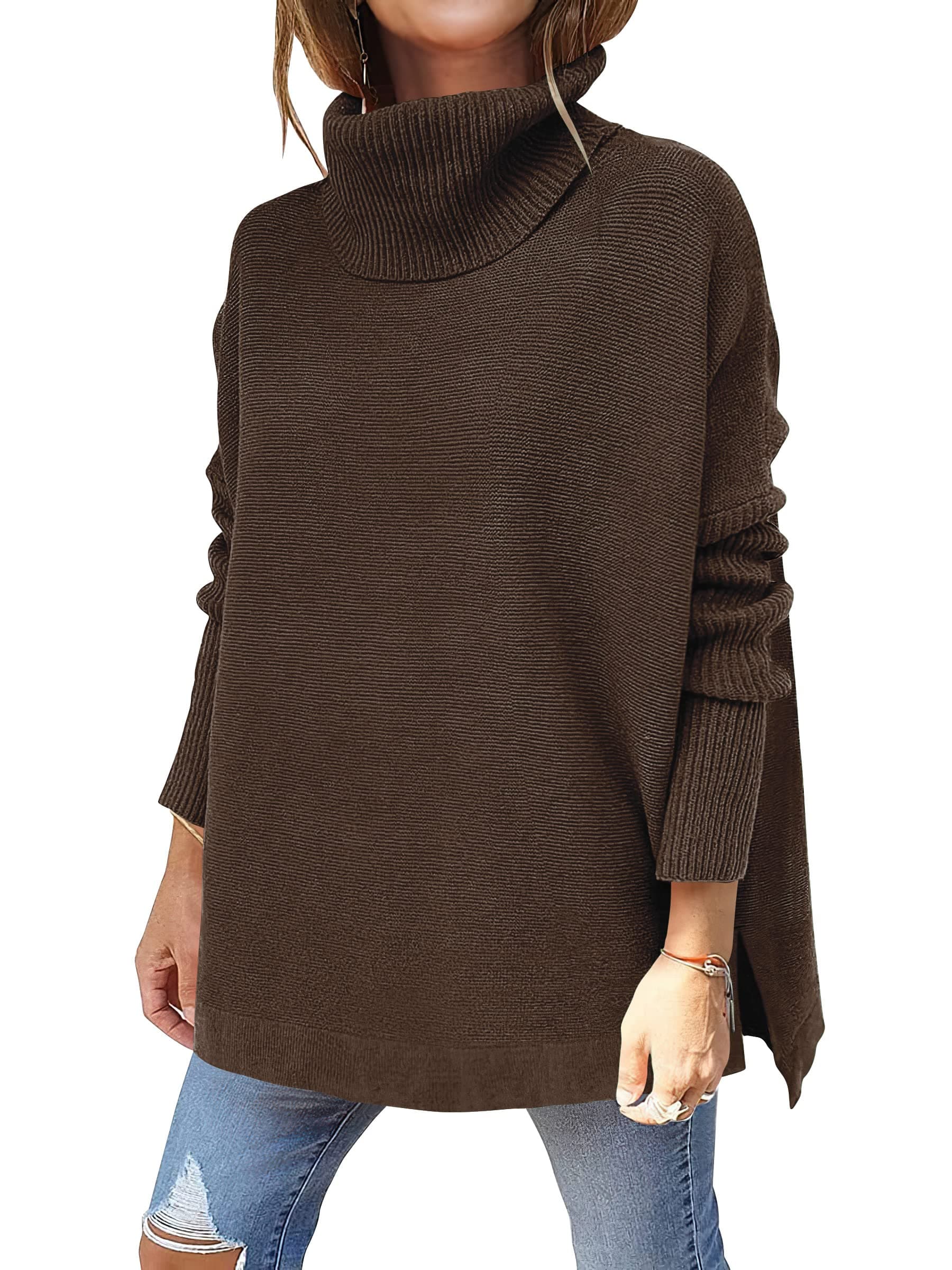 Women's Oversized Turtleneck Batwing Sleeve Knit Sweater - Casual and Loose Fit