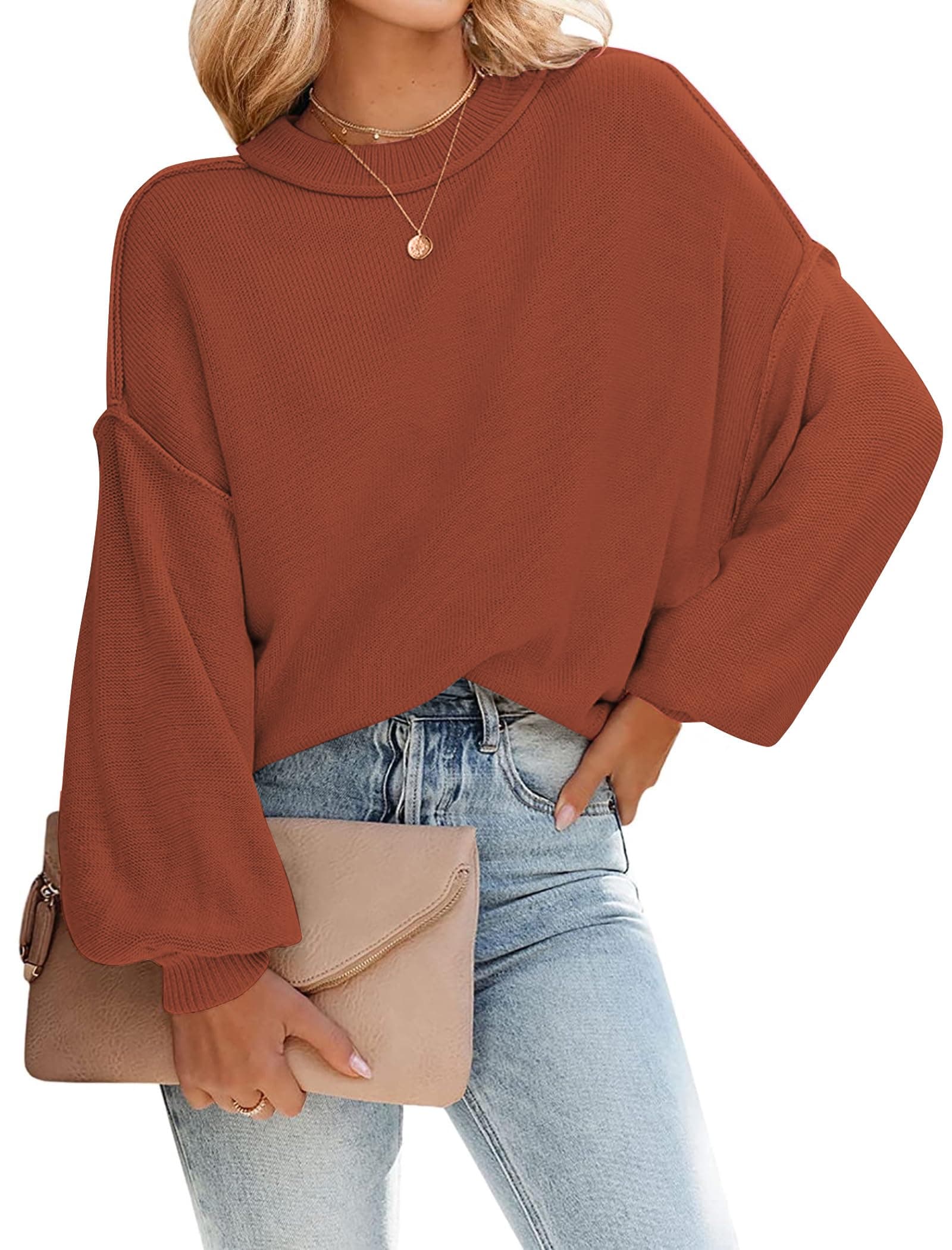 Soucrat Women's 2023 Fall Batwing Oversized Knit Sweater Trendy Side Slit