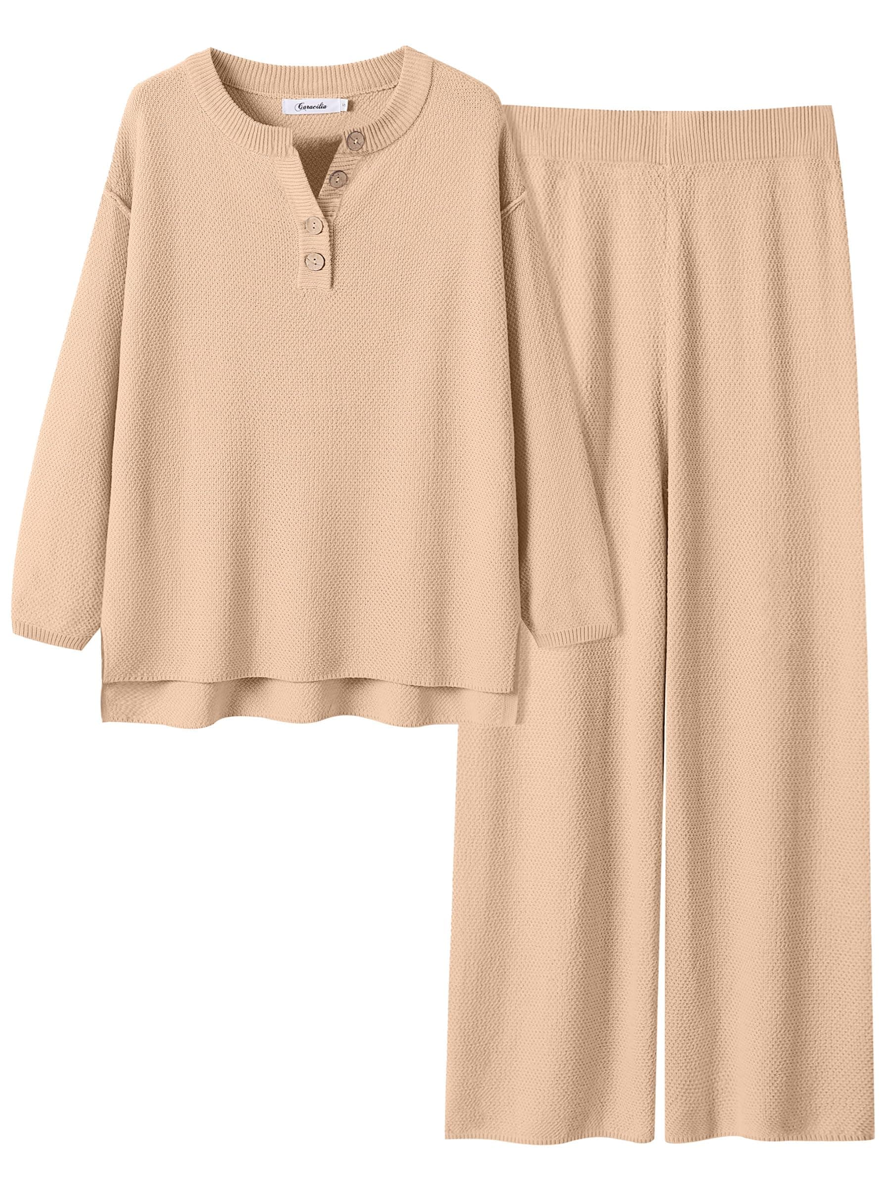 Oversized Lounge Sets Matching Waffle Knit Casual Outfit 2024 Travel Clothing