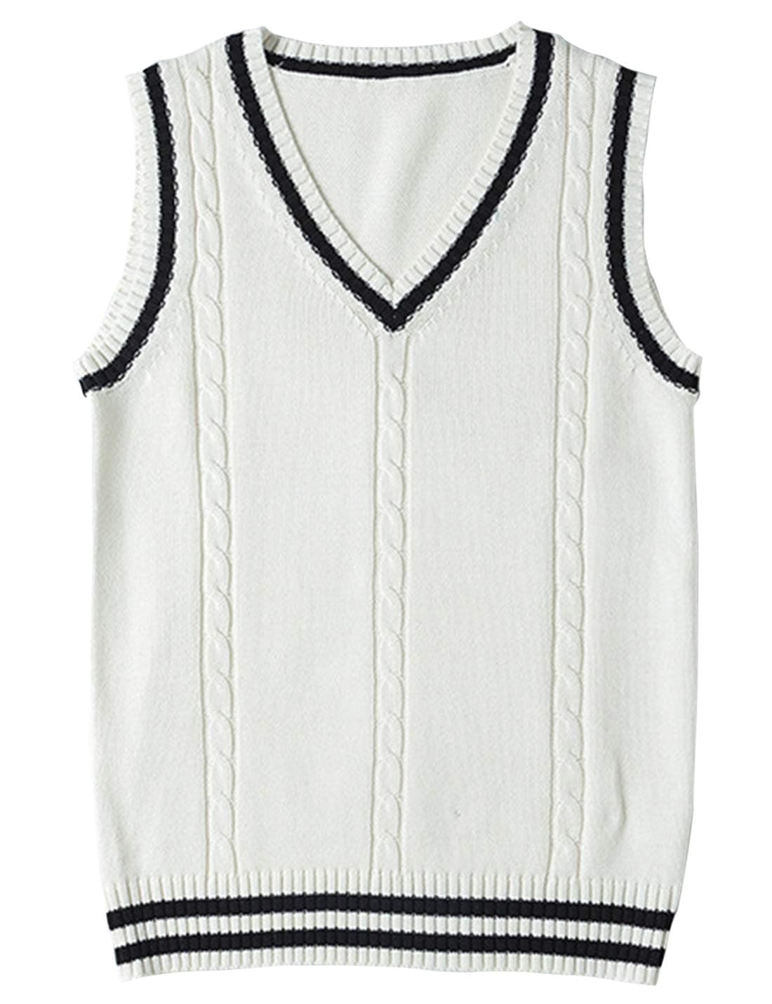 Locachy Women's Slim V-Neck Cable Knit Sweater Vest