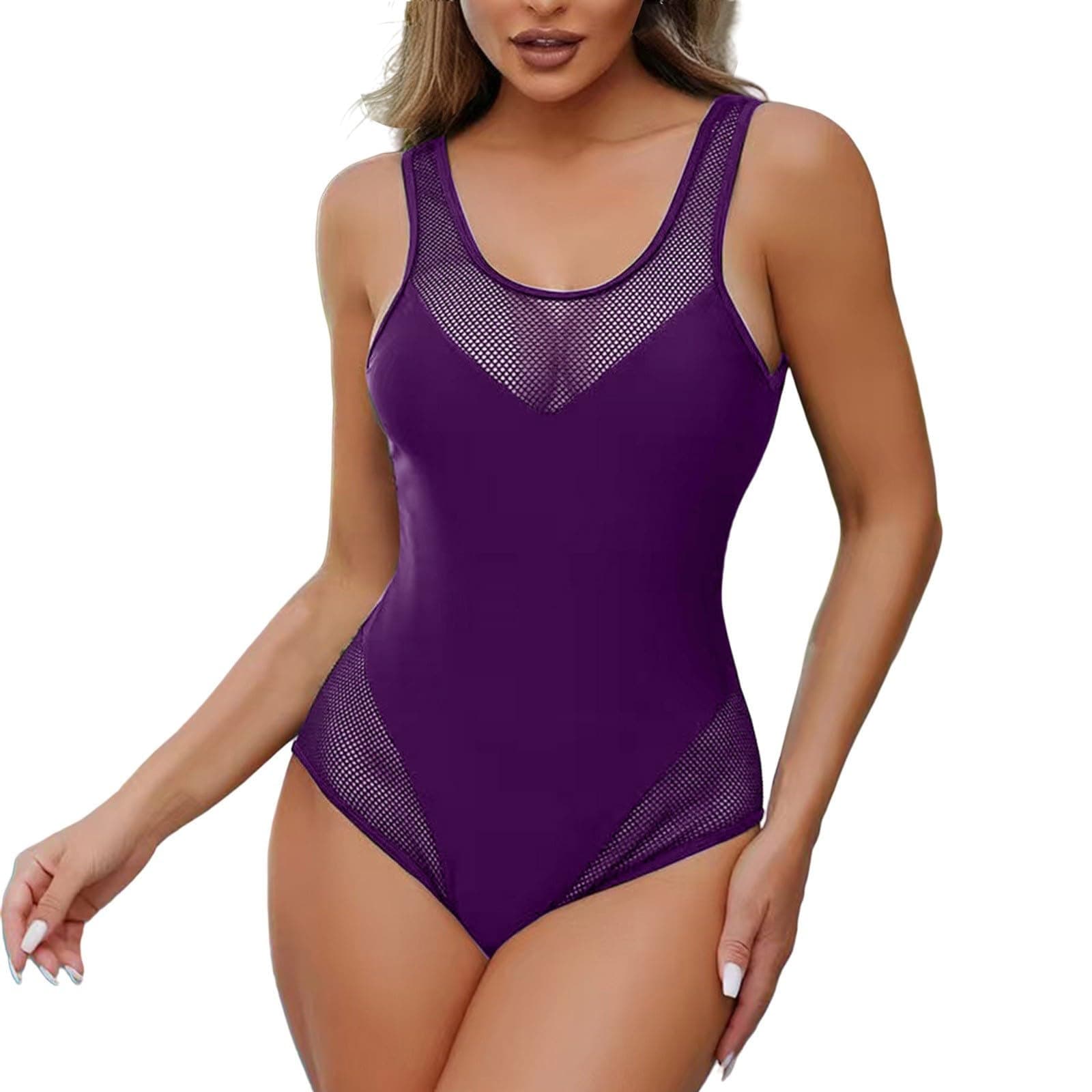 High Waisted Tummy Control Fishnet Swimsuit for Women Summer 2025