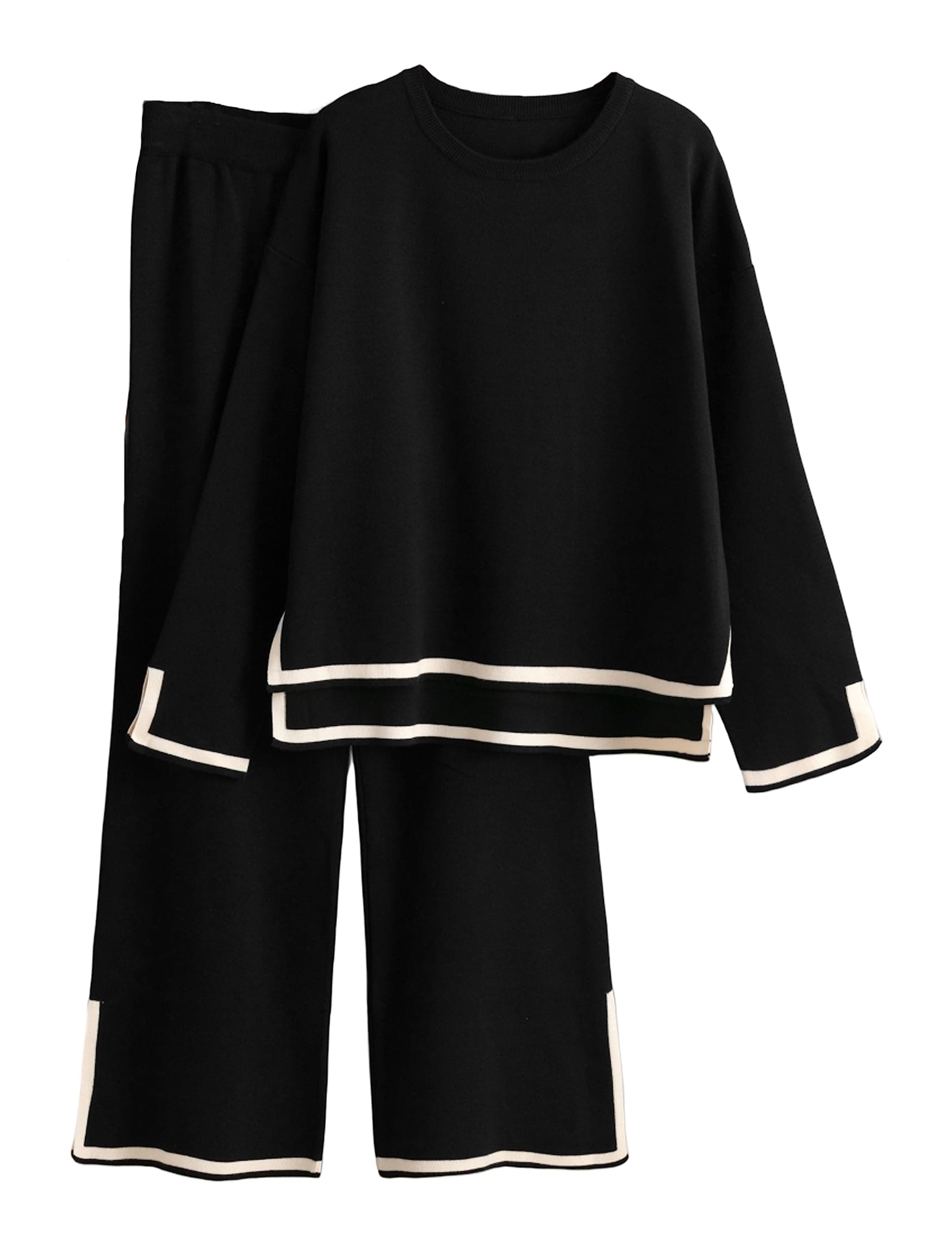 Tanming Women's Long Sleeve Knit Sweater & Wide Leg Pants Lounge Set