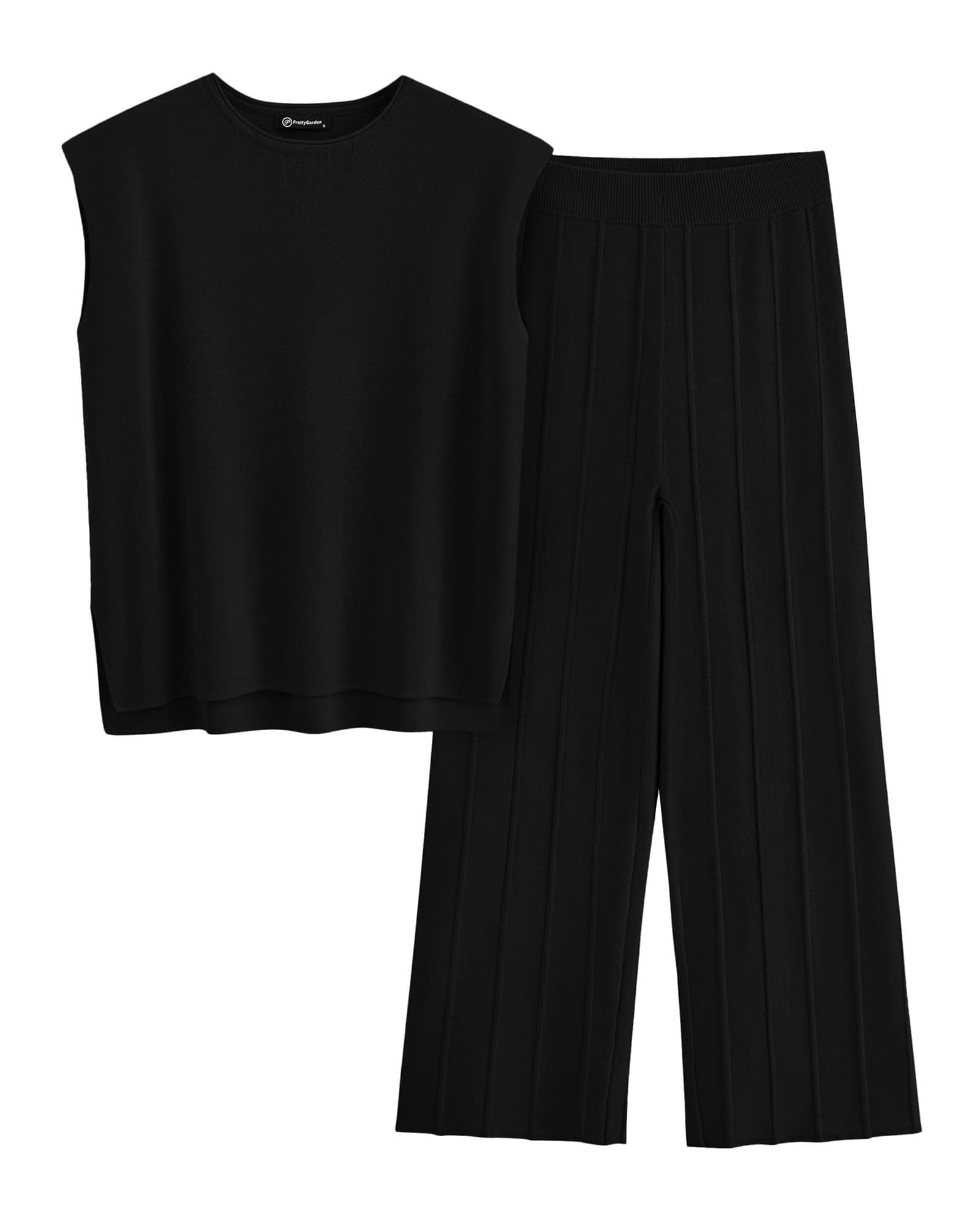 PRETTYGARDEN Women's High-Low Pullover & Wide Leg Pants Casual Sweater Set