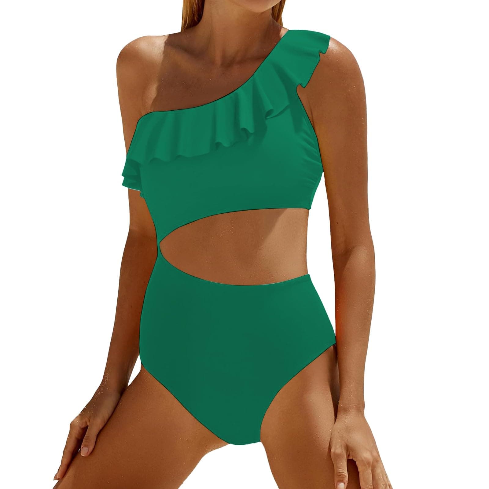 Women's Solid Color Tummy Control Monokini Swimsuit