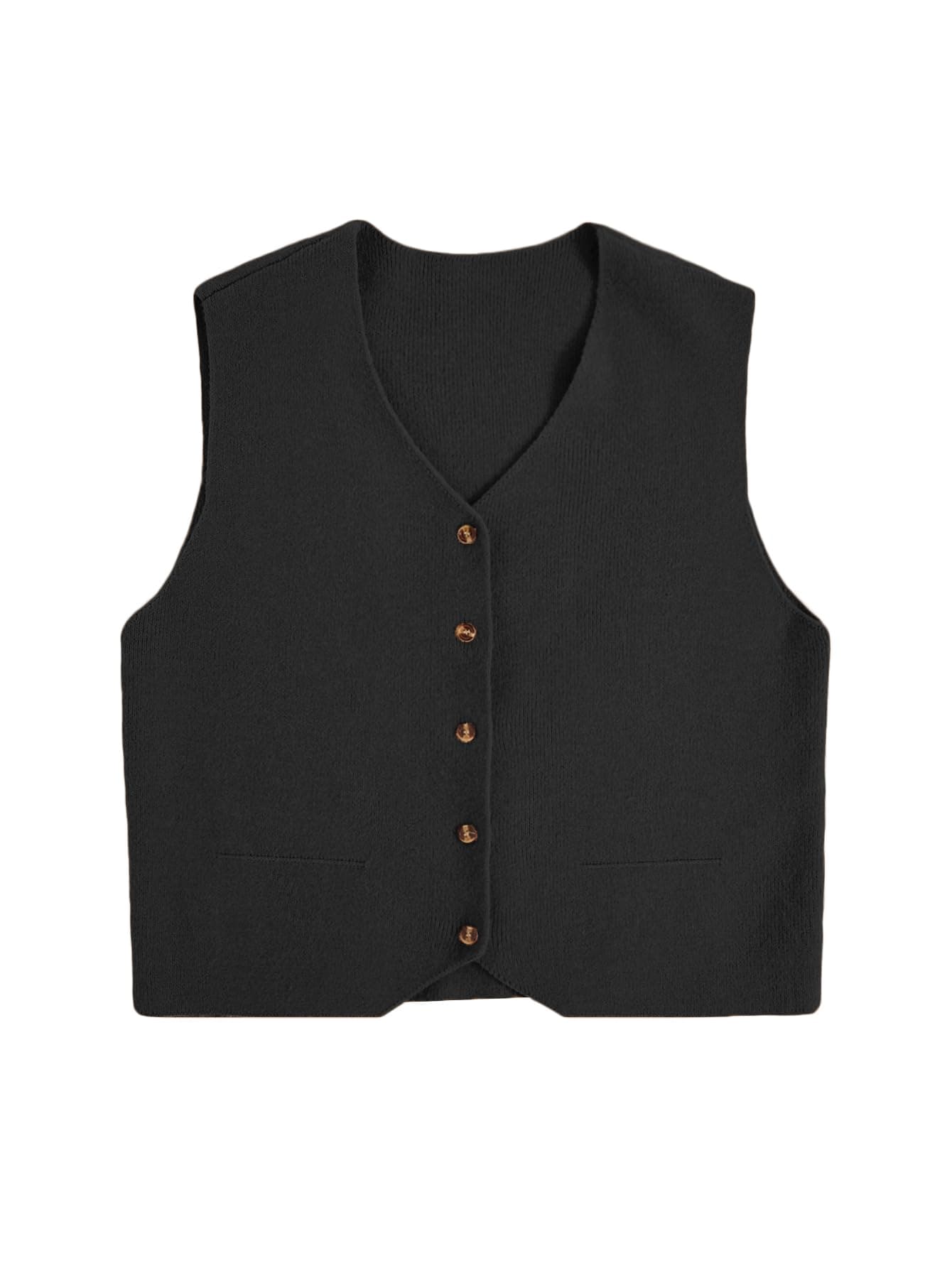 Verdusa Women's Sleeveless Button Front Old Money Knit Sweater Vest Knot