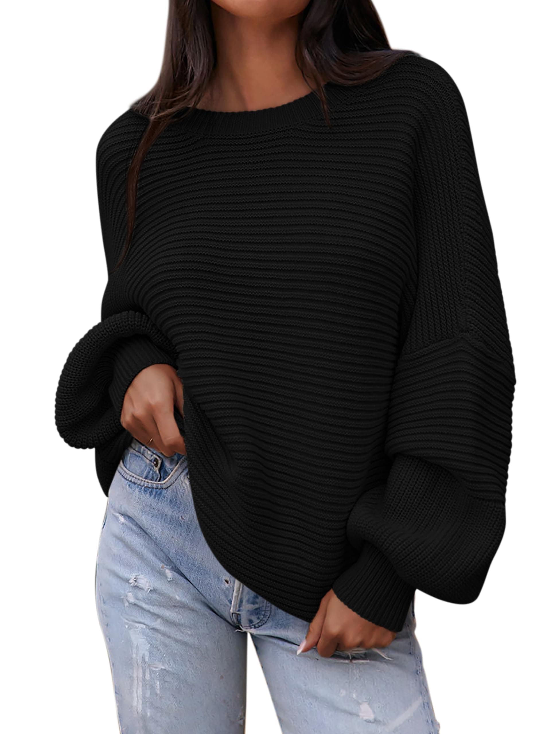 PRETTYGARDEN Women's Long Lantern Sleeve Oversized Sweater