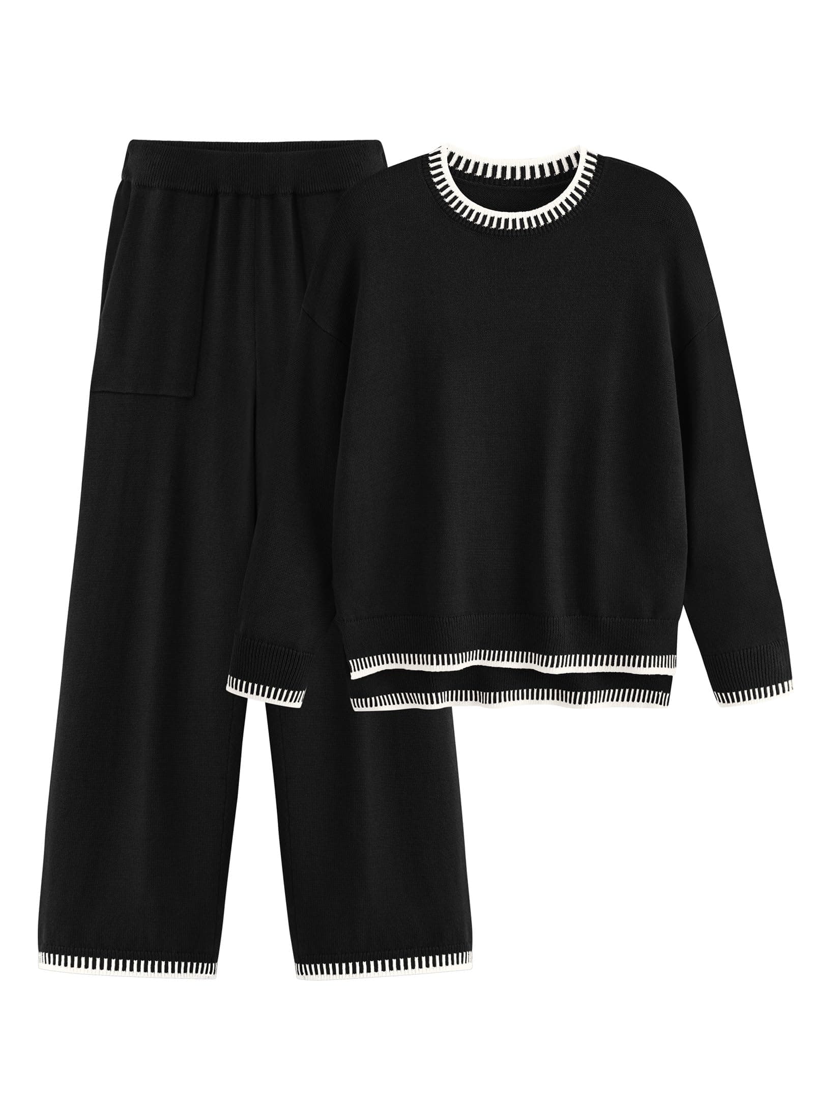 PRETTYGARDEN Women's Long Sleeve Knit Sweater & Wide Leg Pants Set