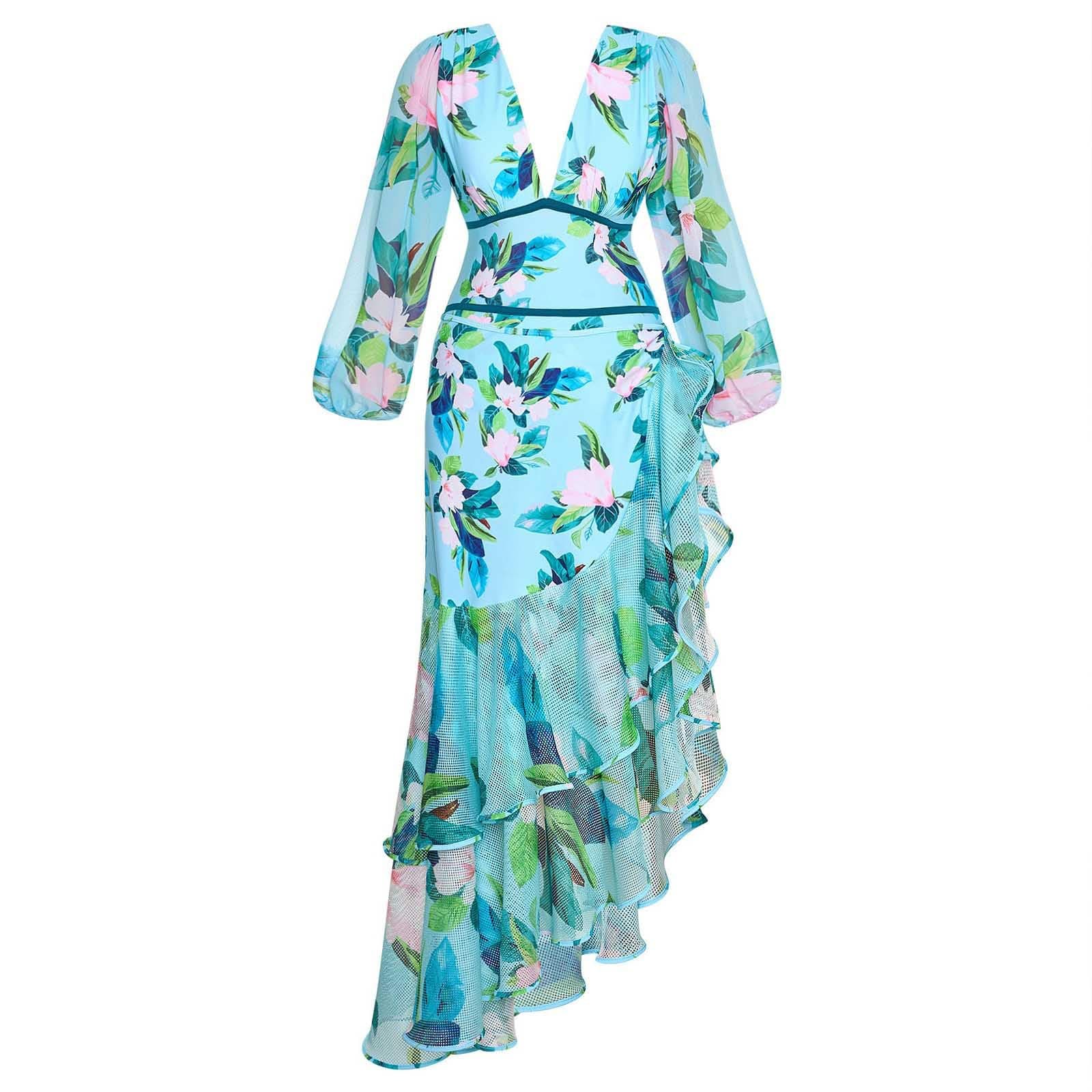 Cethrio Plus Size Vintage Printed Bodystyle Swimwear with Sarong Wrap Skirt