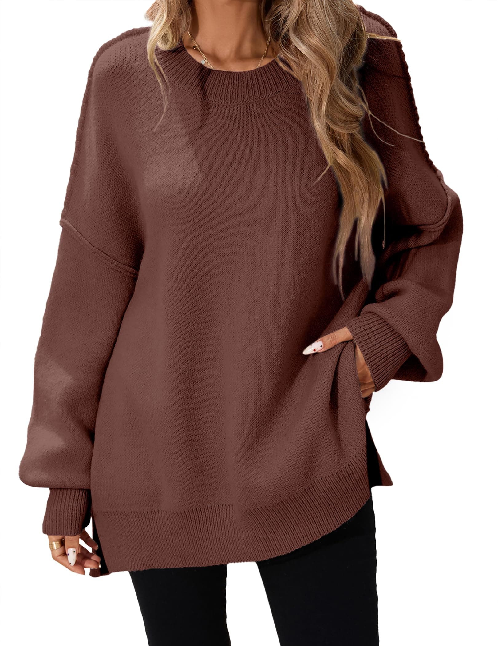 Libsorge Women's Oversized Batwing Long Sweater Top 2024 Fall