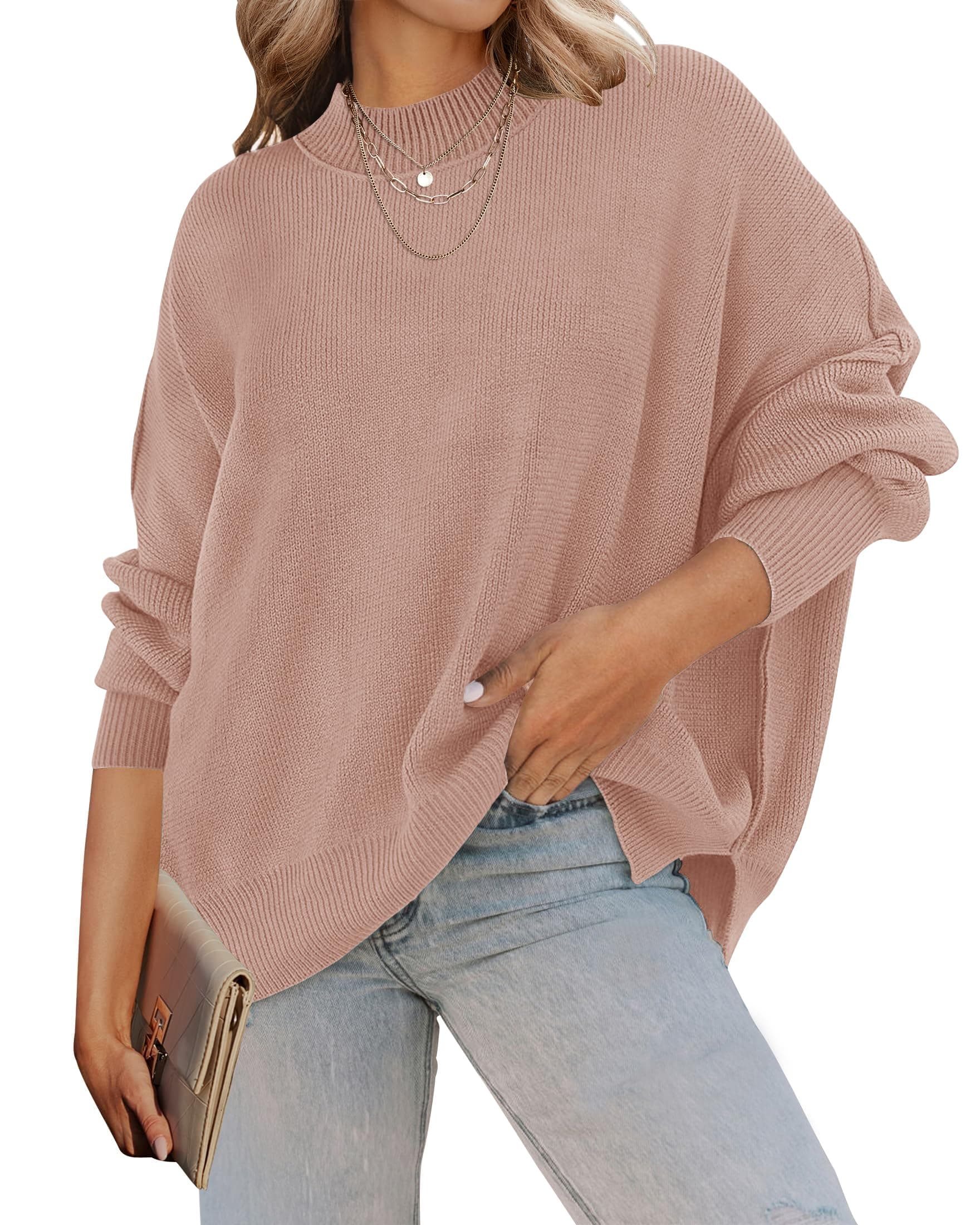 ZESICA Women's Casual Oversized Long Sleeve Ribbed Knit Pullover Sweater Tops